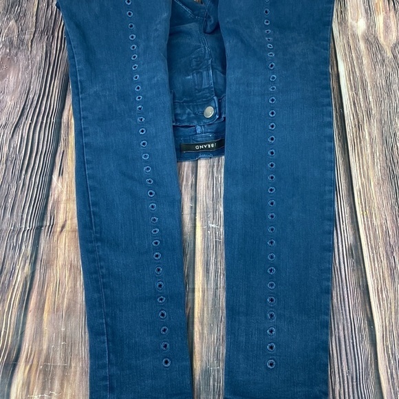 J Brand Blue Skinny Jeans With Large Eyelet Detail Down Rear Leg- Size 26 - Picture 10 of 10